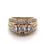9CT YELLOW & WHITE GOLD THICKENED TOP DIAMOND DRESS RING VALUED @ $5499