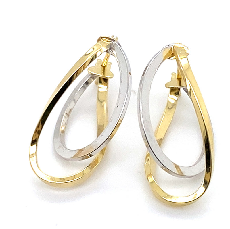 9CT YELLOW & WHITE GOLD TWO TONE TWIST EARRINGS