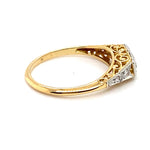 18CT YELLOW GOLD & PLATINUM ANTIQUE FILIGREE DIAMOND DRESS RING VALUED @ $2399