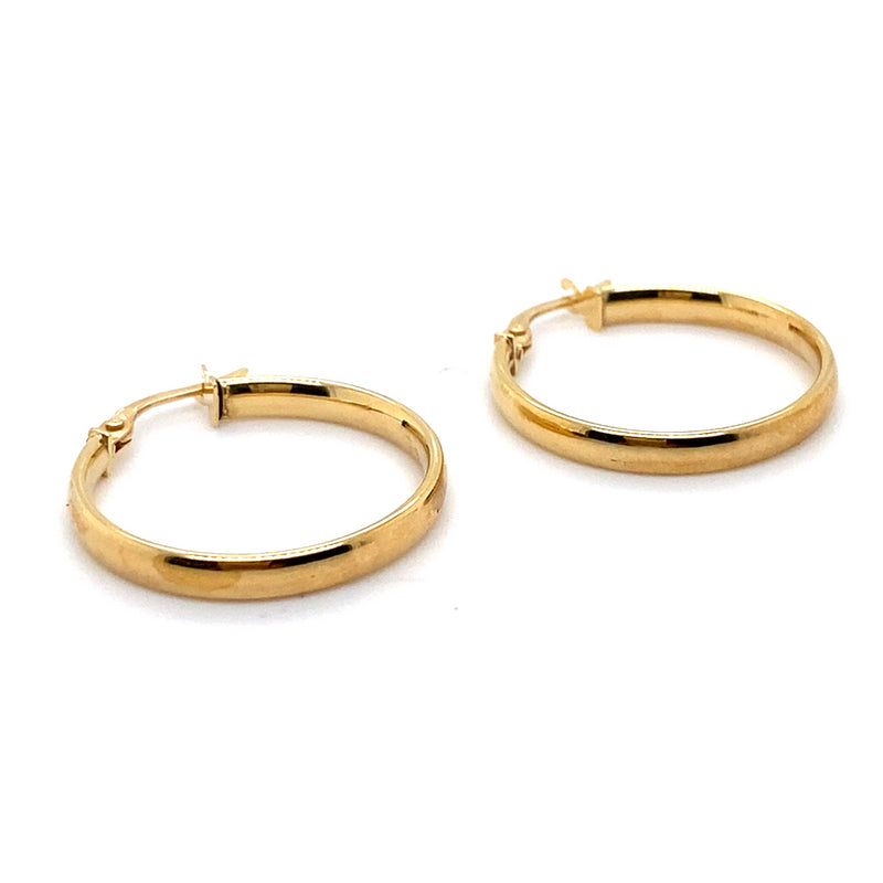 9CT YELLOW GOLD FLAT HOLLOW HOOP EARRING