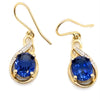 9CT YELLOW GOLD CREATED SAPPHIRE & DIAMOND EARRINGS