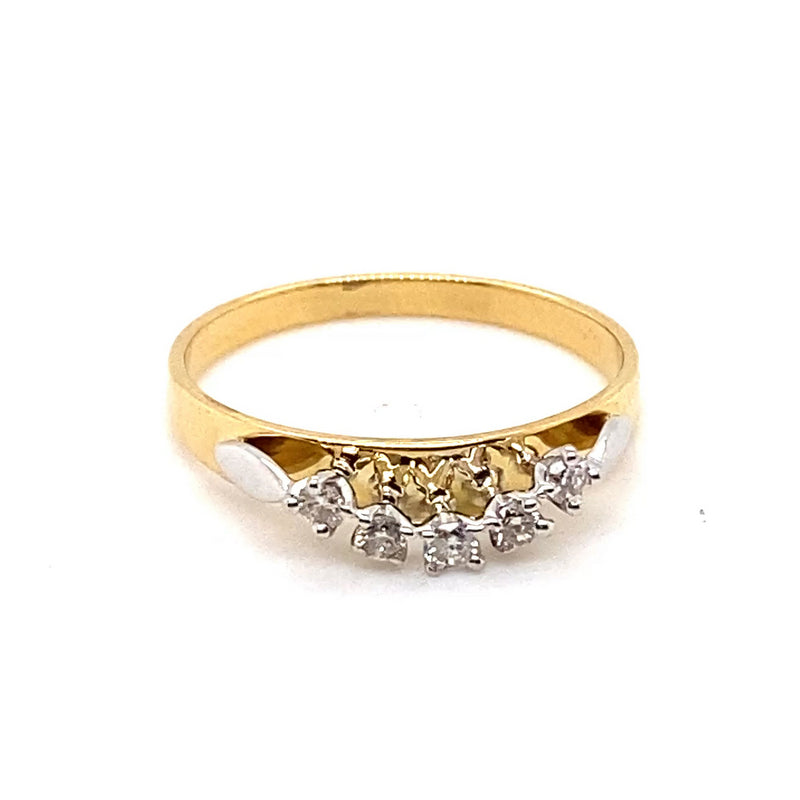 18CT YELLOW & WHITE GOLD CURVED PATTERNDIAMOND  ETERNITY RING VALUED @ $1899