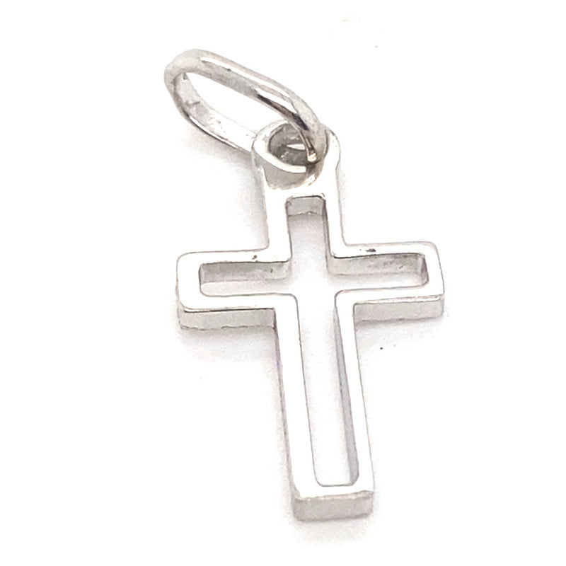 18CT WHITE GOLD PATTERNED CROSS PENDANT