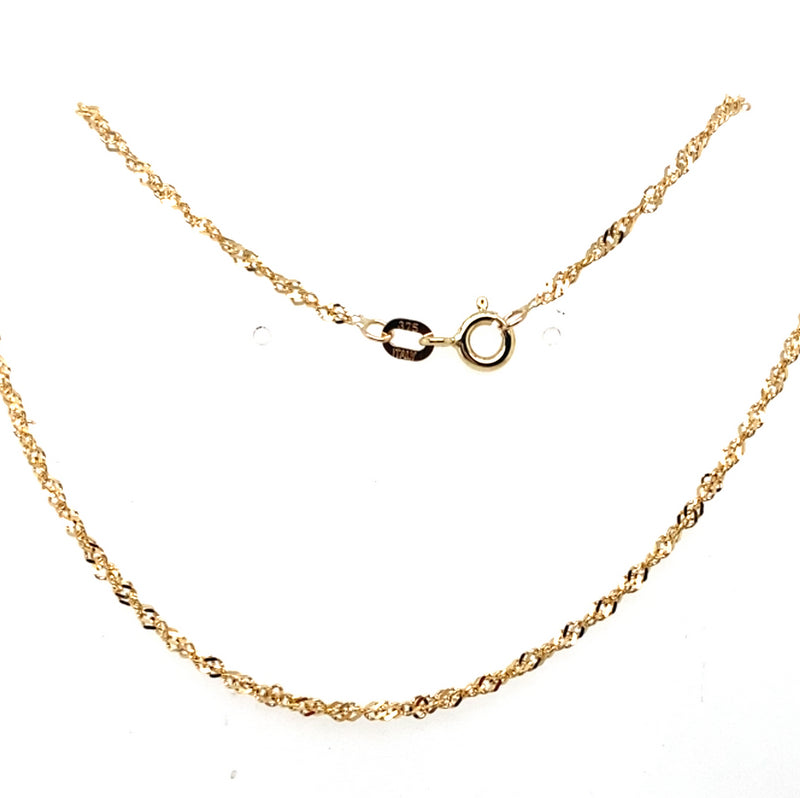 9CT YELLOW GOLD 27CM SINGAPORE TWIST ANKLET