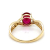 9CT YELLOW GOLD SYNTHETIC RUBY & DIAMONDS SET IN CROSSOVER PATTERN RING
