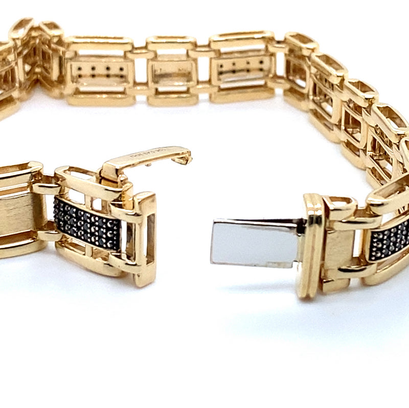 10CT YELLOW GOLD 22CM GATE STYLE DIAMOND BRACELET VALUED @ $5199