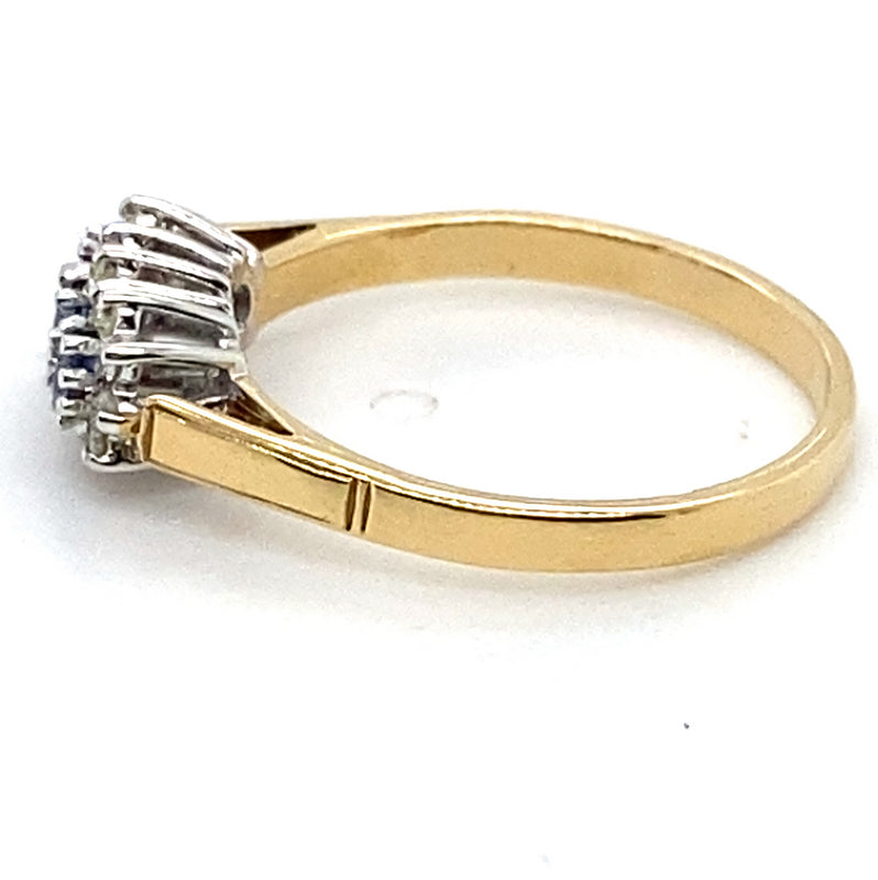 9CT YELLOW & WHITE GOLD DIAMOND & SAPPHIRE DRESS RING