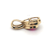 9CT YELLOW GOLD DIAMOND & SYNTHETIC RUBY PENDANT