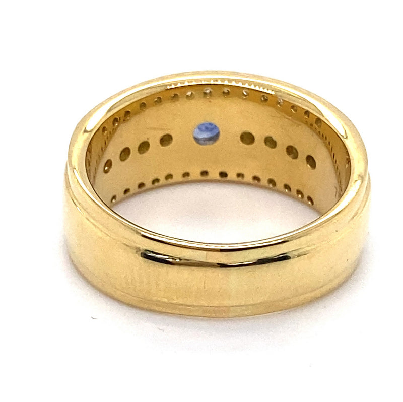 18CT YELLOW GOLD CEYLON SAPPHIRE & DIAMOND DRESS RING VALUED @ $5599