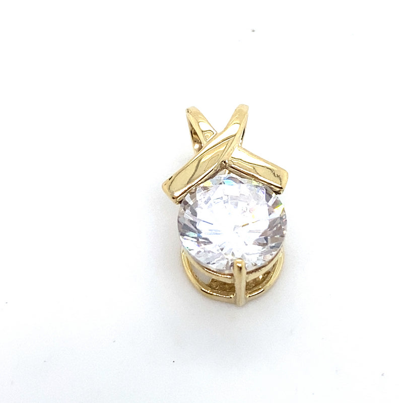 9CT YELLOW GOLD CUBIC ZIRCONNIA SET IN X PENDANT