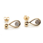 9CT YELLOW GOLD DIAMONDS SET IN MINI CLUSTER IN DROP STYLE STUD EARRING