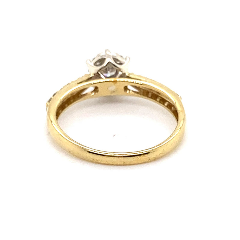 9CT YELLOW & WHITE GOLD FLOW UP STYLE DIAMOND DRESS RING VALUED @ $2099