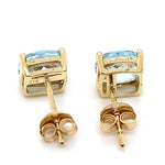 9CT YELLOW GOLD CUSION CUT TOPAZ STUD EARRINGS