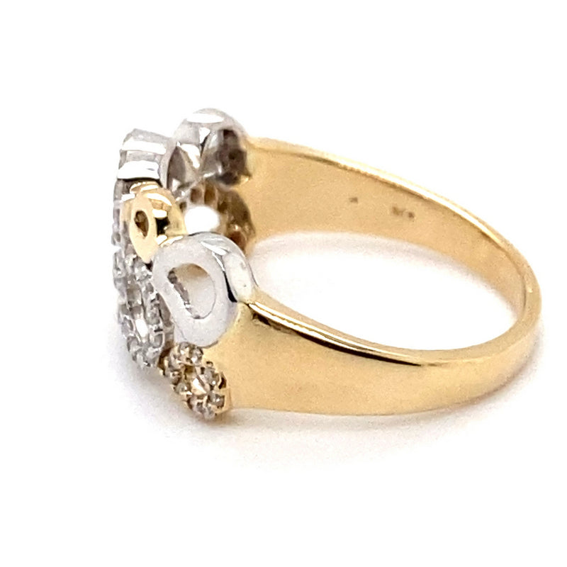 DIAMONDS SET IN PEAR SHAPE 9CT YELLOW & WHITE GOLD SETTING