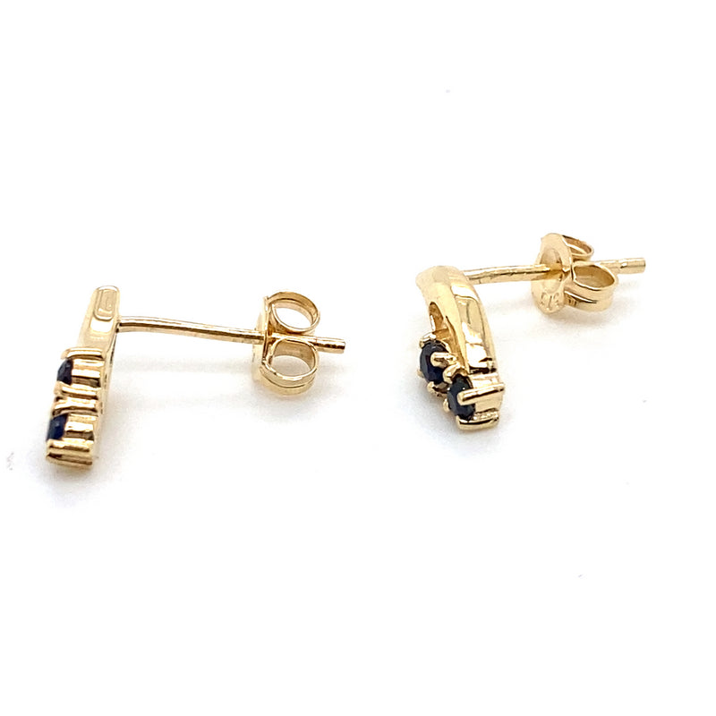 9CT YELLOW GOLD SAPPHIRES SET IN DROP STYLE EARRING