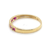 9CT YELLOW GOLD NATURAL RUBIES & DIAMOND DRESS RING