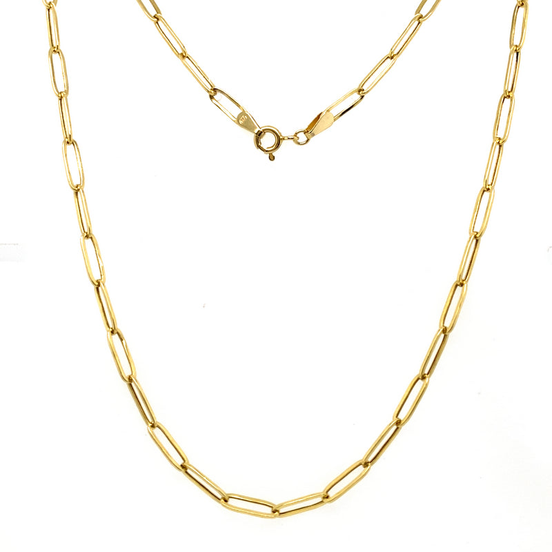 18CT YELLOW GOLD 45CM PAPER LINK CHAIN