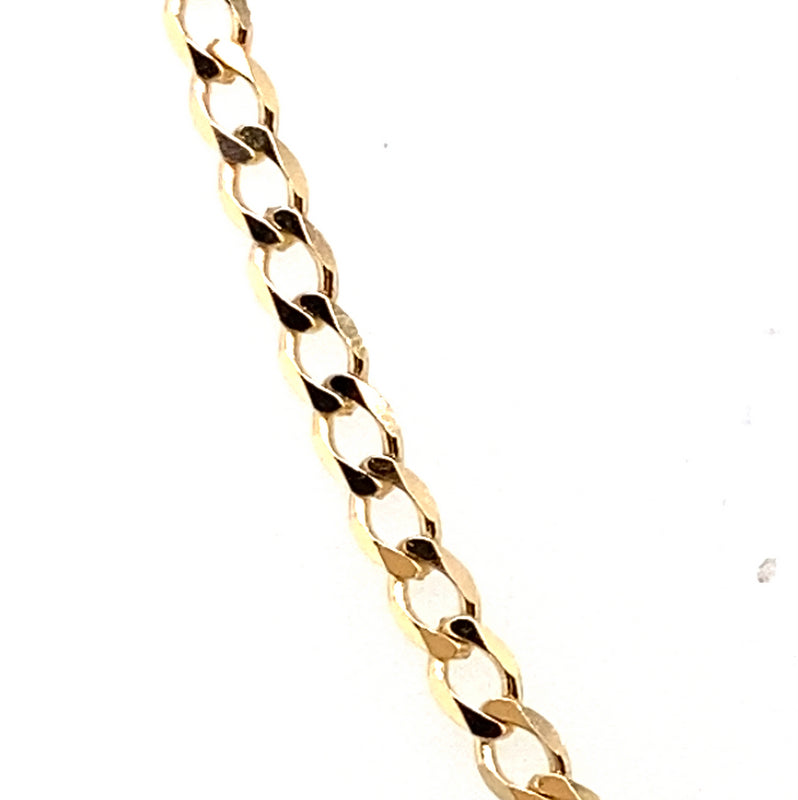 9CT YELLOW GOLD 50CM FLAT OPEN DIAMOND CUT CURB LINK CHAIN