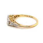 18CT YELLOW GOLD & PLATINUM ANTIQUE FILIGREE DIAMOND DRESS RING VALUED @ $2399