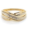 9CT YELLOW GOLD 3 DIAMONDS SET IN CROSS OVER PATTERN DRESS RING