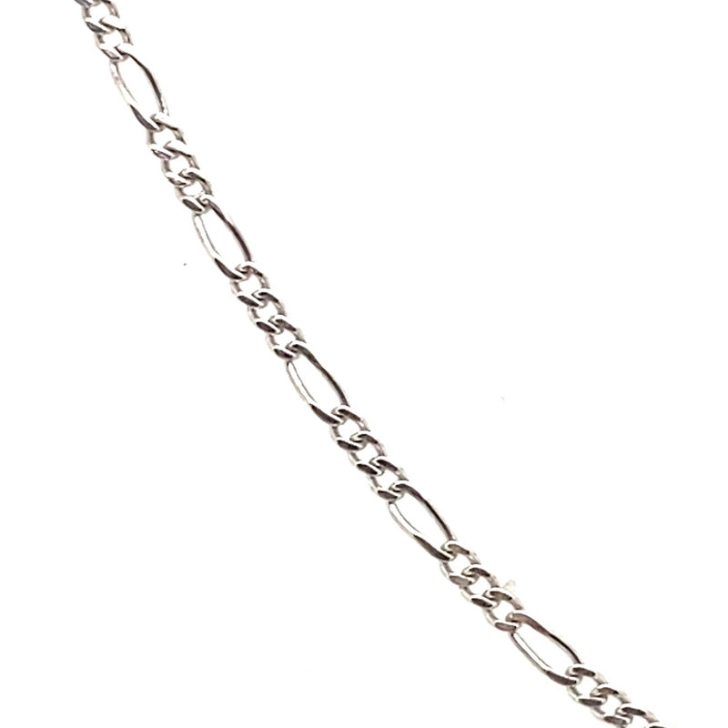 9CT WHITE GOLD 46CM 3+1 FIGARO LINK CHAIN