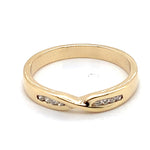 9CT YELLOW GOLD CHANNEL SET DIAMONDS IN CROSS OVER PATTERN DRESS RING