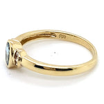 9CT YELLOW GOLD BEZEL SET TOPAZ AND DIAMOND DRESS RING
