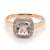 9CT ROSE GOLD MORGANITE SURROUNDED BY DIAMOND DRESS RING