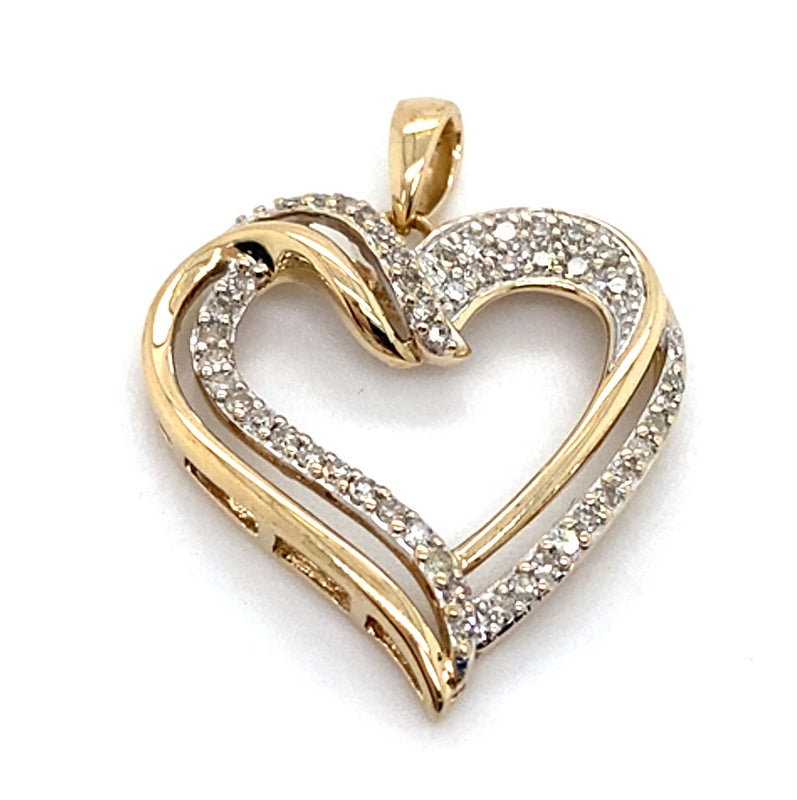 9CT YELLOW GOLD DIAMONDS SET IN HEART SHAPE PENDANT