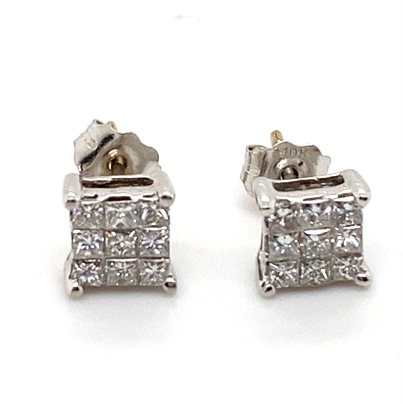 10CT WHITE GOLD DIAMOND STUDS VALUED @ $1599