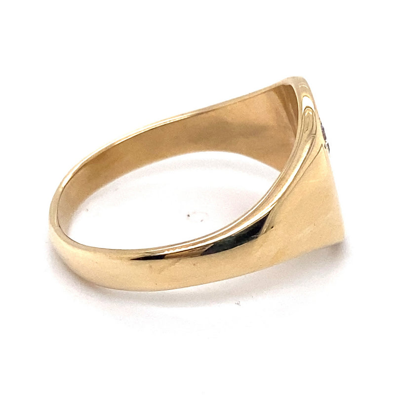 9CT YELLOW GOLD THICKENED TOP DIAMOND MENS DRESS RING VALUED @ $2199