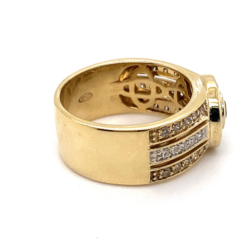 9CT YELLOW GOLD THICKENED TOP DIAMOND DRESS RING VALUED @ $3899