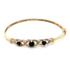 9CT YELLOW GOLD SAPPHIRES & DIAMONDS SET IN HINGED BANGLE