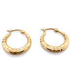 9CT YELLOW GOLD PATTERNED HOLLOW HOOP EARRINGS