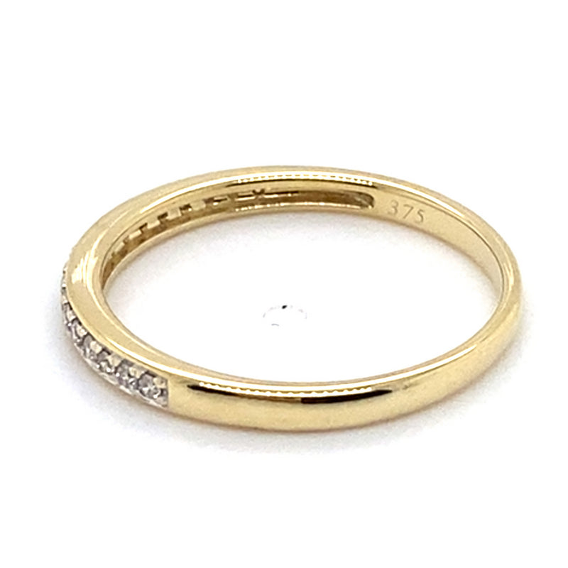 9CT YELLOW GOLD DIAMONDS CHANNEL SET IN THICKENED TOP DRESS RING