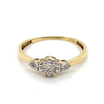 9CT YELLOW GOLD DIAMONDS ILLUSION SET IN THE RAISED TRILOGY SETTING DRESS RING