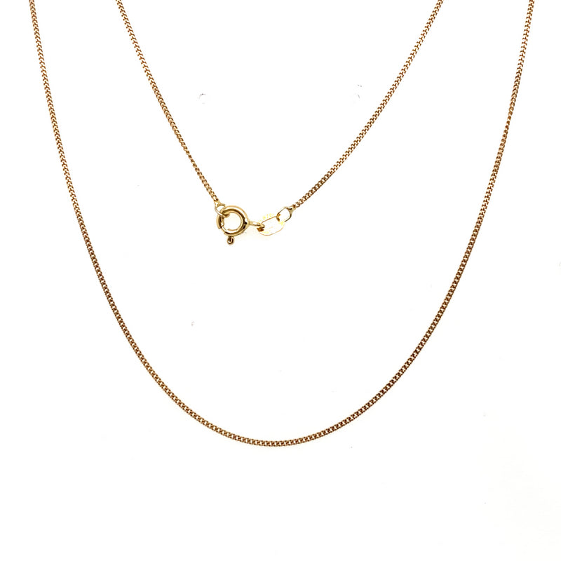 9CT YELLOW GOLD 46CM FINE CURB LINK CHAIN