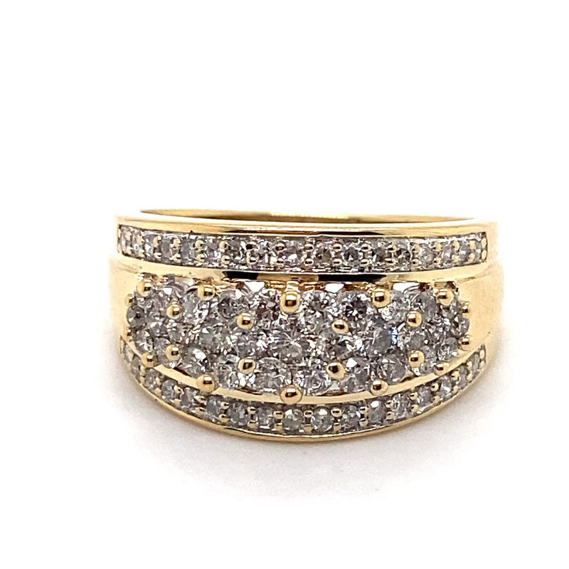 10CT YELLOW GOLD THICKENED TOP DIAMOND DRESS RING VALUED @ $3399