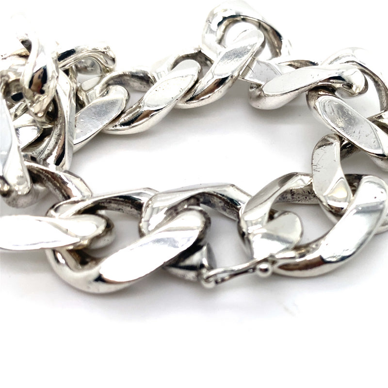 22CM SILVER SOLID CURB LINK BRACELET