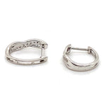 9CT WHITE GOLD DIAMONDS SET IN THE FRONT CROSS OVER HUGGIE STYLE EARRINGS