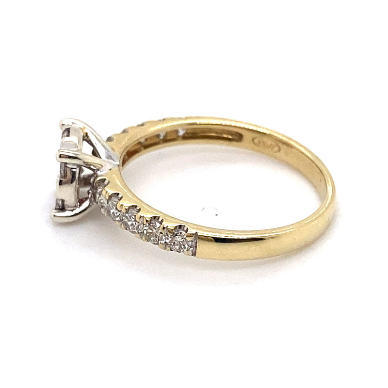 9CT YELLOW & WHITE GOLD THICKENED TOP STYLE DIAMOND DRESS RING VALUED @ $2899