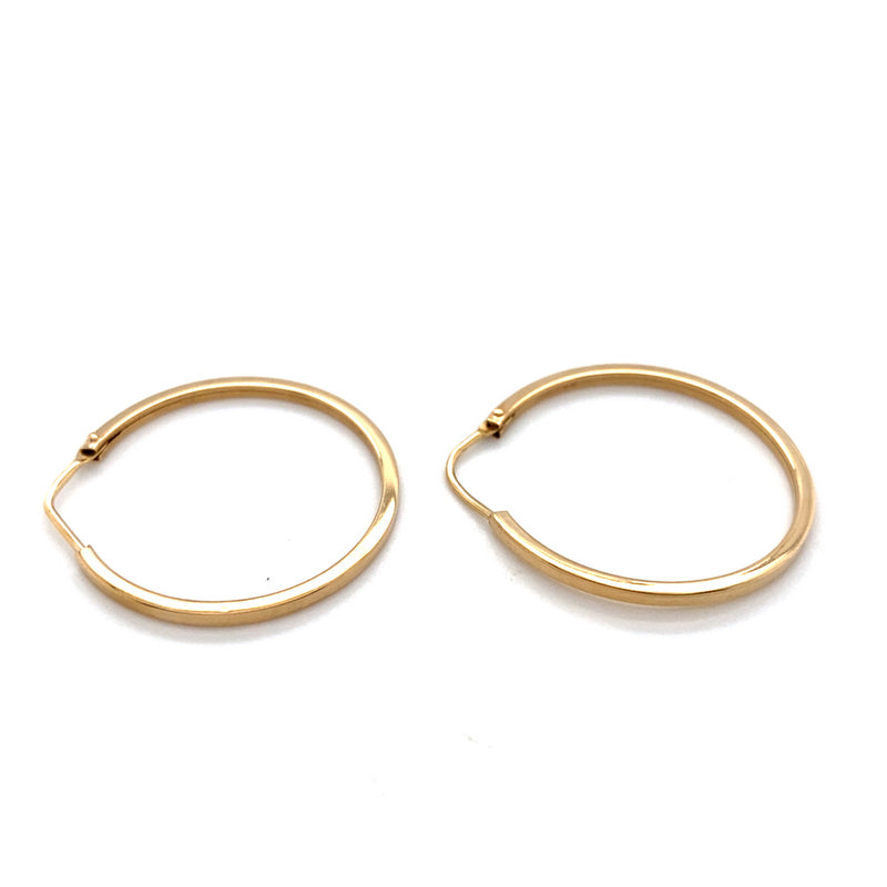 14CT YELLOW GOLD ROUND HOOP EARRINGS TW 1.2g