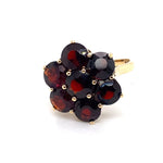 9CT YELLOW GOLD ALMADINE GARNETS DRESS RING
