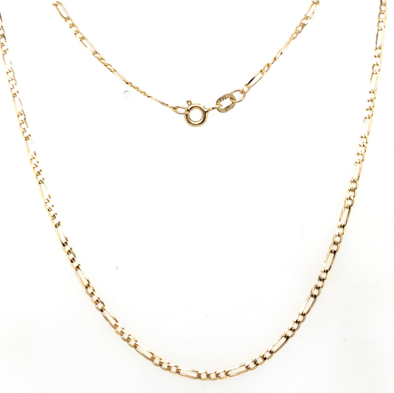 9CT YELLOW GOLD 45CM 3+1 FIGARO LINK CHAIN