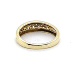 9CT YELLOW GOLD CUBIC ZIRCONIAS CHANNEL SET IN THICKENED TOP DRESS RING