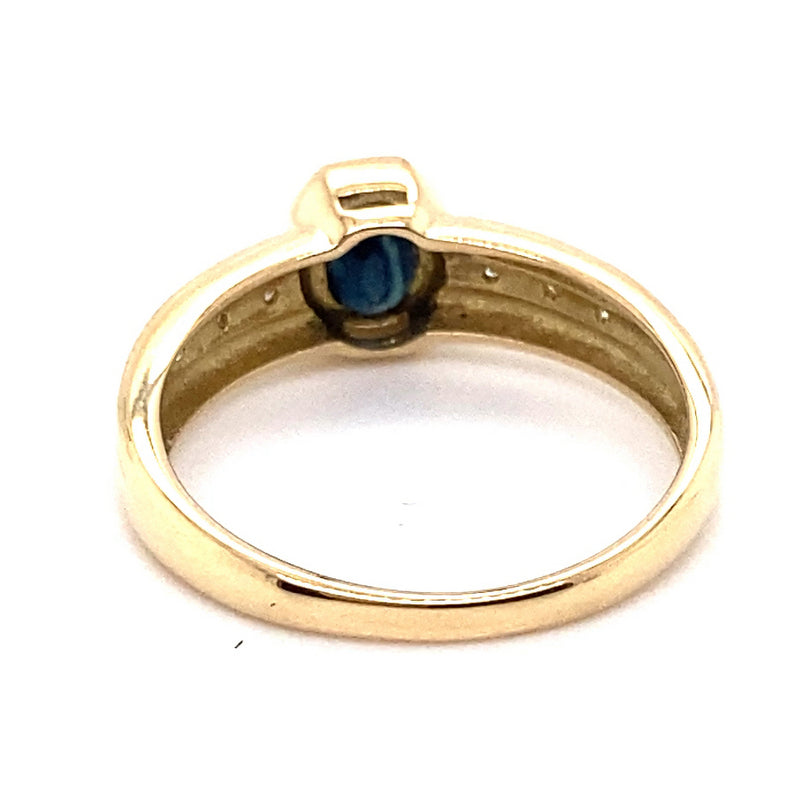 9CT YELLOW GOLD SAPPHIRE & DIAMOND DRESS RING