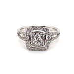 9CT WHITE GOLD SPLIT SHOULDER DIAMOND DRESS RING VALUED @ $3499