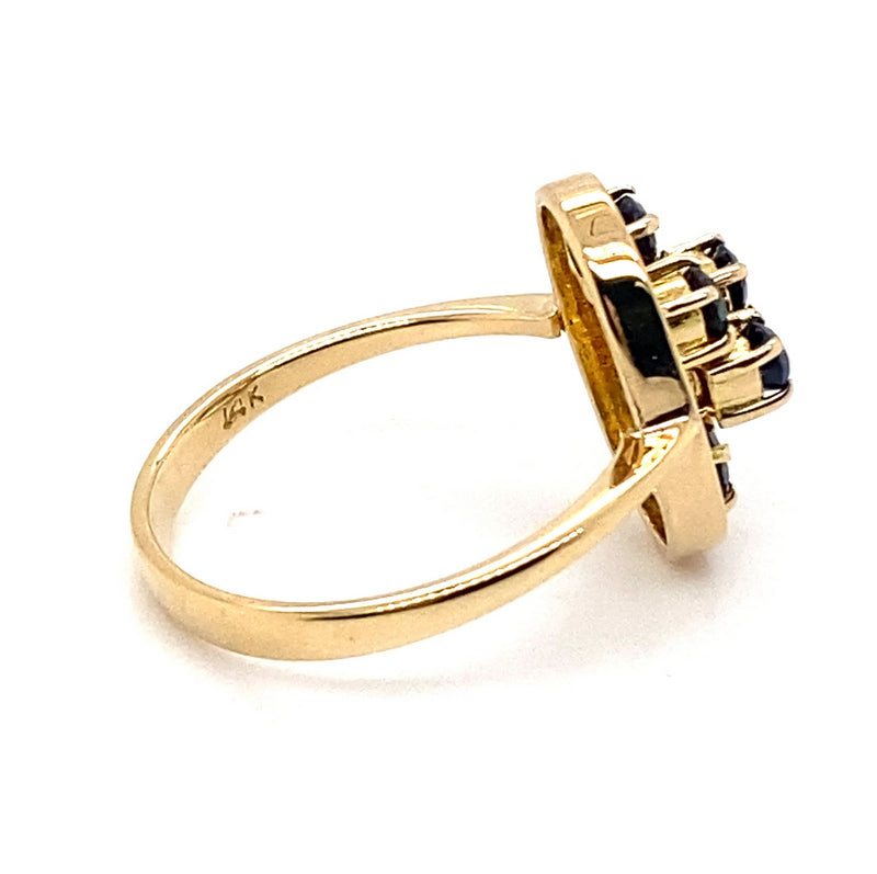 14CT YELLOW GOLD ROUND CUT SAPPHIRE DRESS RING VALUED @ $1899