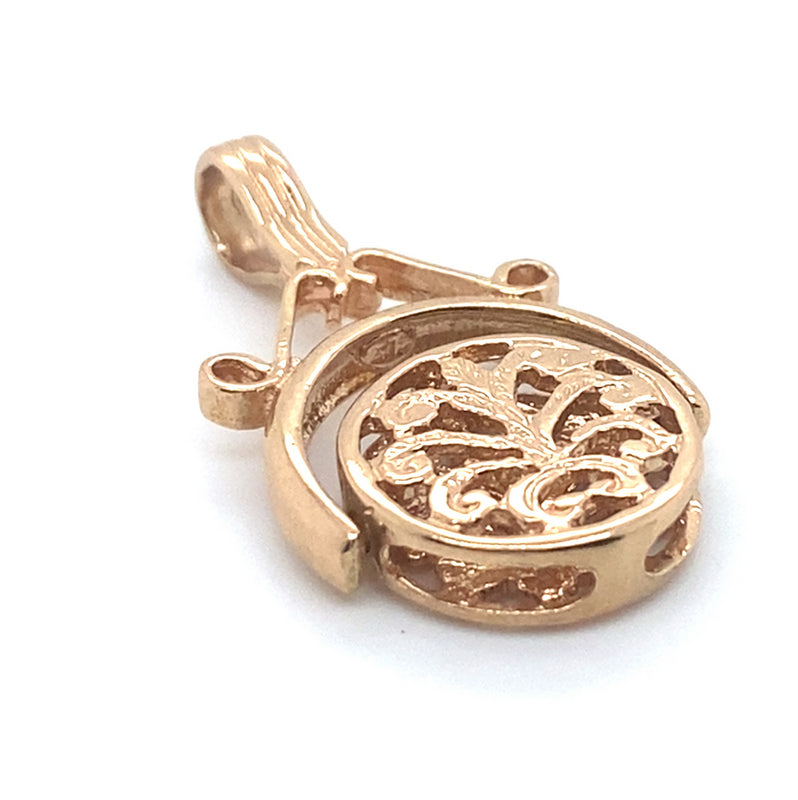 9CT ROSE GOLD FILIGREE SPINNER PENDANT