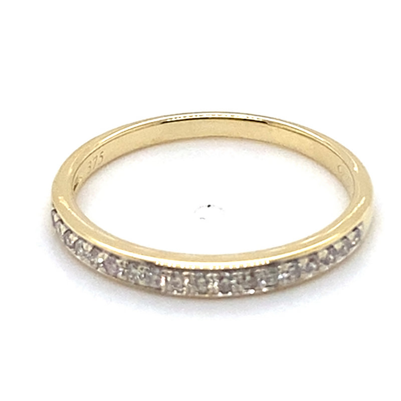 9CT YELLOW GOLD DIAMONDS CHANNEL SET IN THICKENED TOP DRESS RING